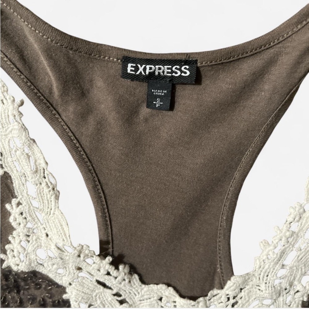 Express - Brown and White y2k Sequin Lace Tank Top - Picture 3 of 5